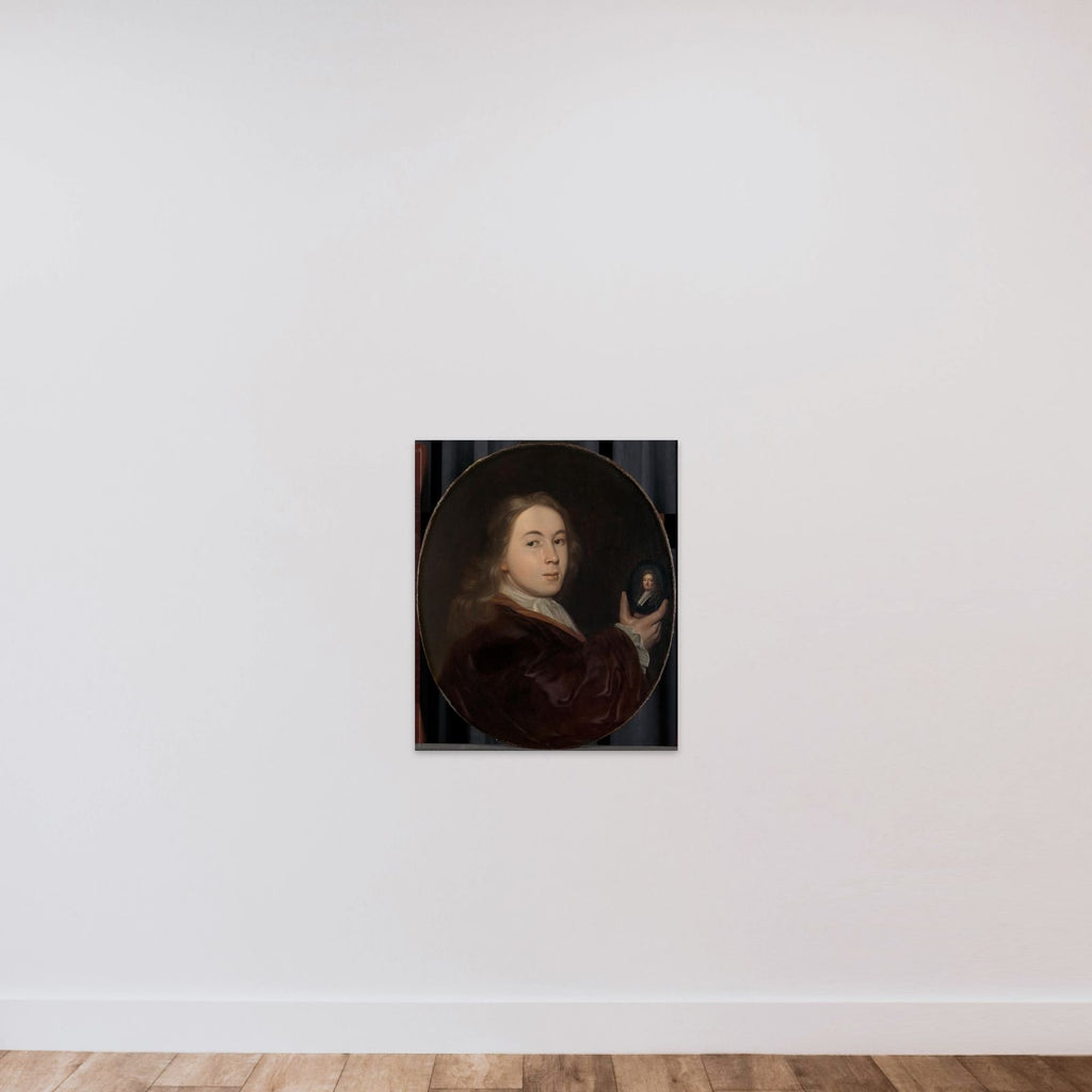 Johannes Bakhuysen (1683-1731). With a Miniature Portrait of his Father Ludolf unframed — shown to scale