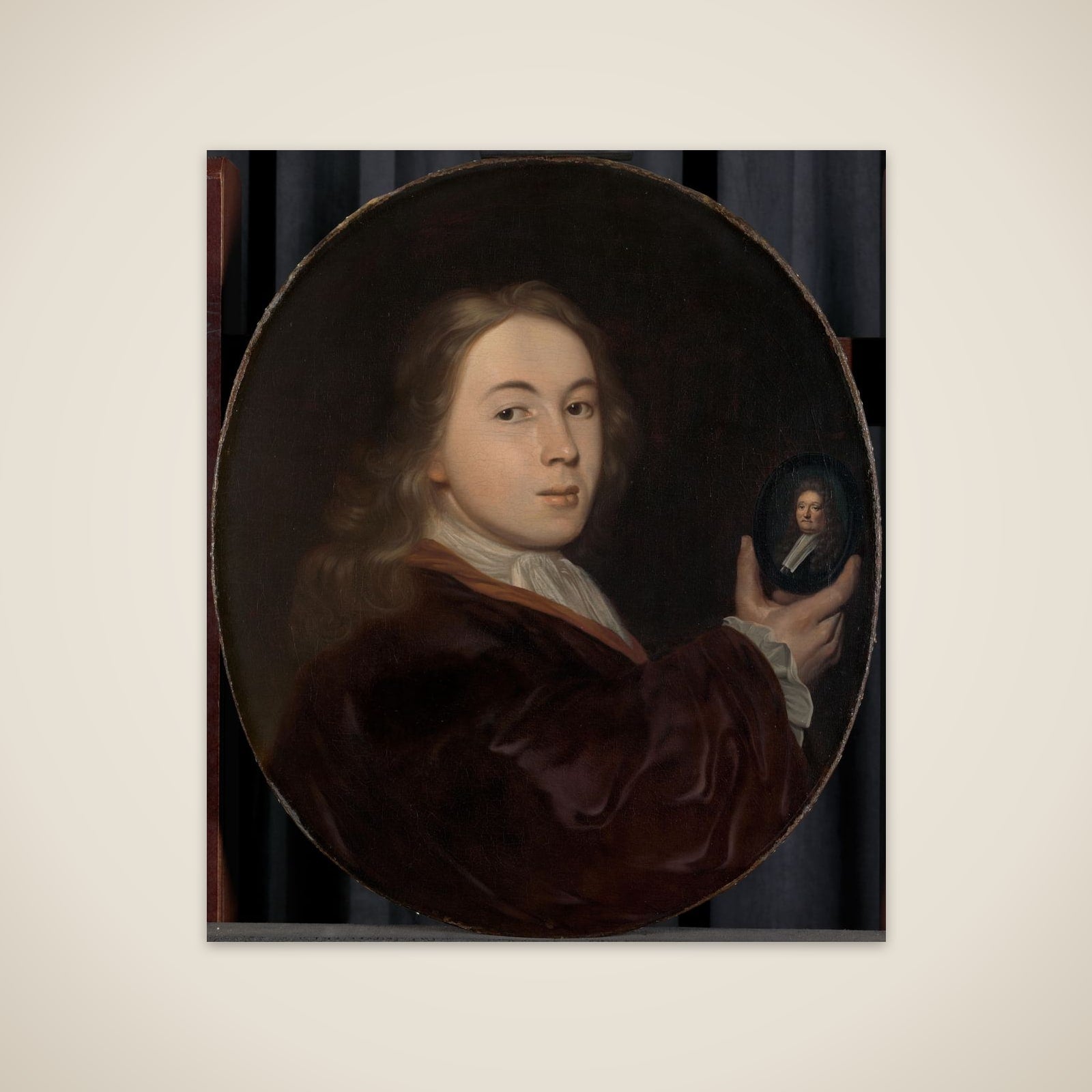 Johannes Bakhuysen (1683-1731). With a Miniature Portrait of his Father Ludolf unframed print