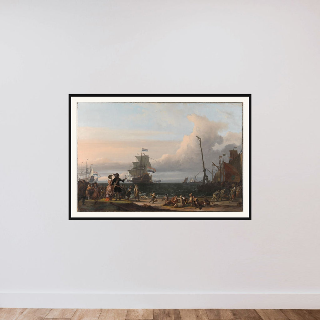 Dutch Ships in the Roads of Texel; in the middle the 'Gouden Leeuw',  the Flagship of Cornelis Tromp framed — shown to scale
