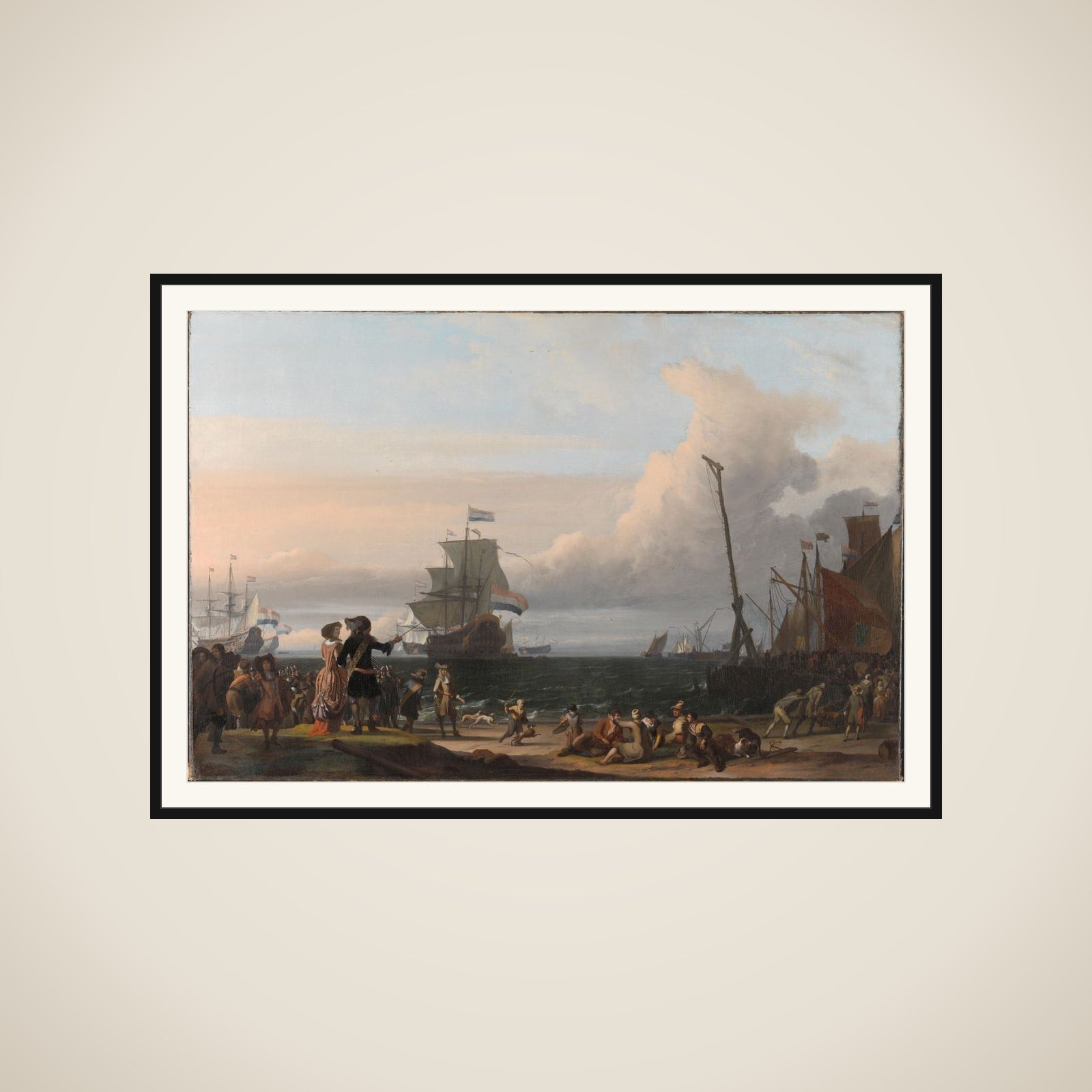 Dutch Ships in the Roads of Texel; in the middle the 'Gouden Leeuw',  the Flagship of Cornelis Tromp framed