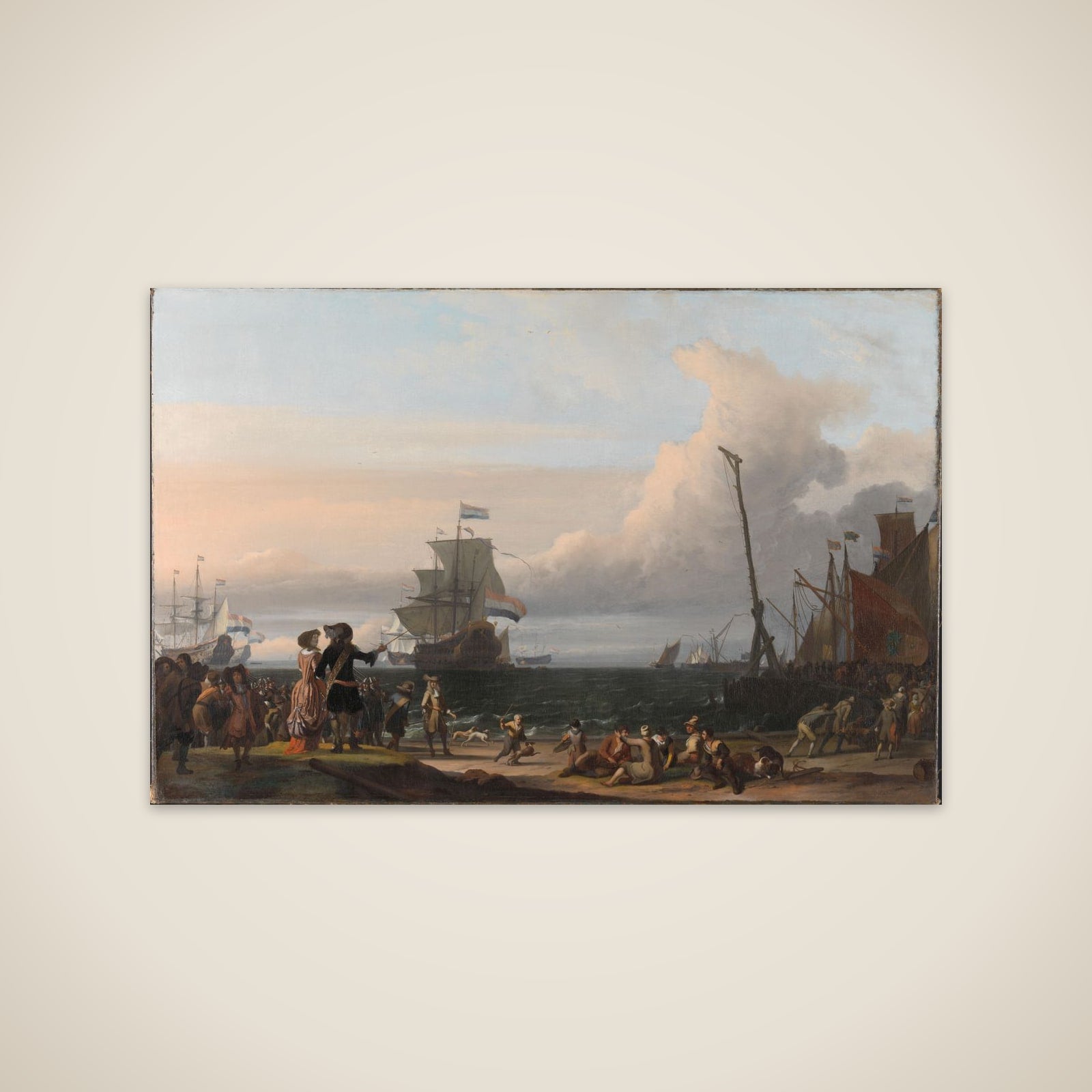 Dutch Ships in the Roads of Texel; in the middle the 'Gouden Leeuw',  the Flagship of Cornelis Tromp unframed print