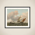 Rough Sea with Ships framed