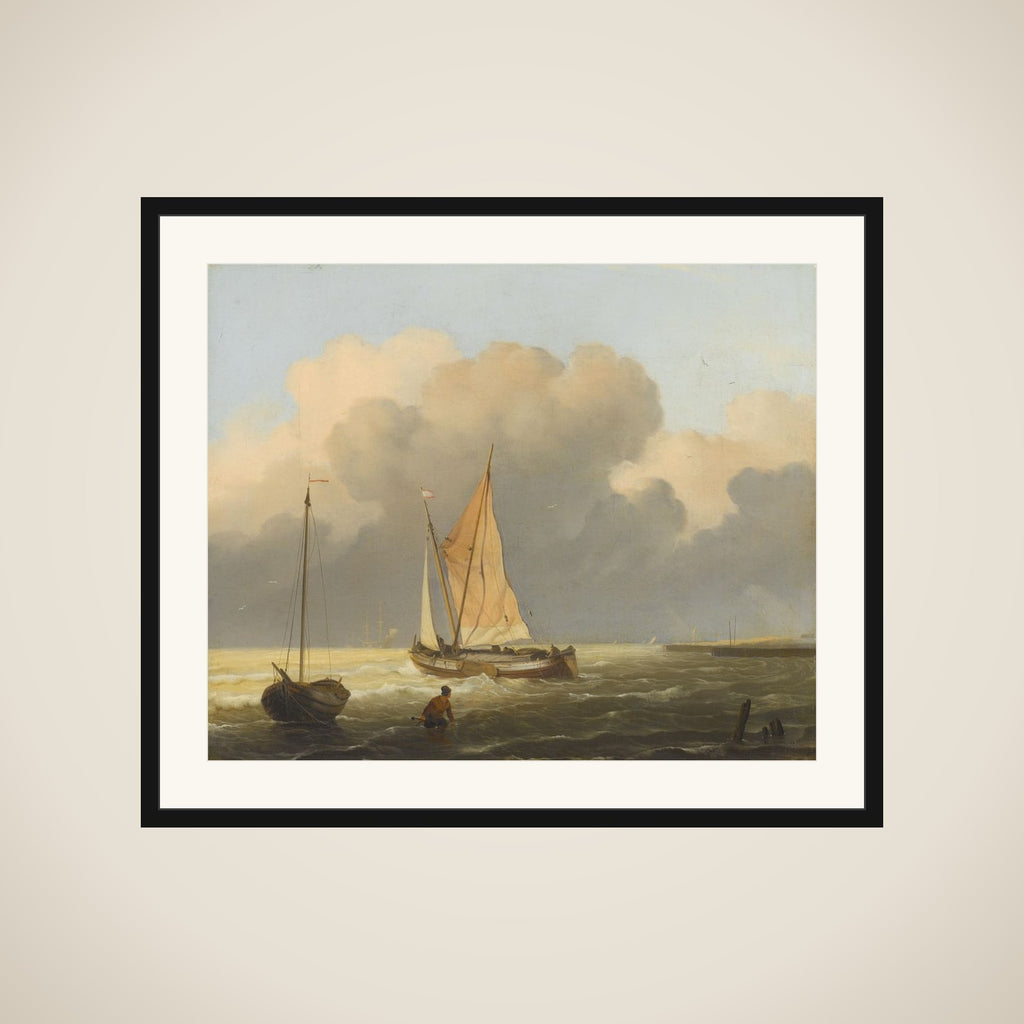 Seas off the Coast, with Spritsail Barge framed