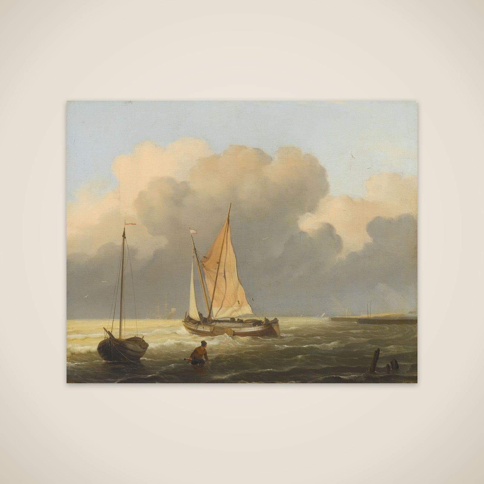 Seas off the Coast, with Spritsail Barge unframed print