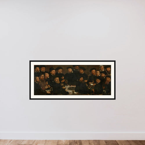 Banquet of Eighteen Guardsmen of Squad L, Amsterdam 1566, known as 'The Perch Eaters' framed — shown to scale