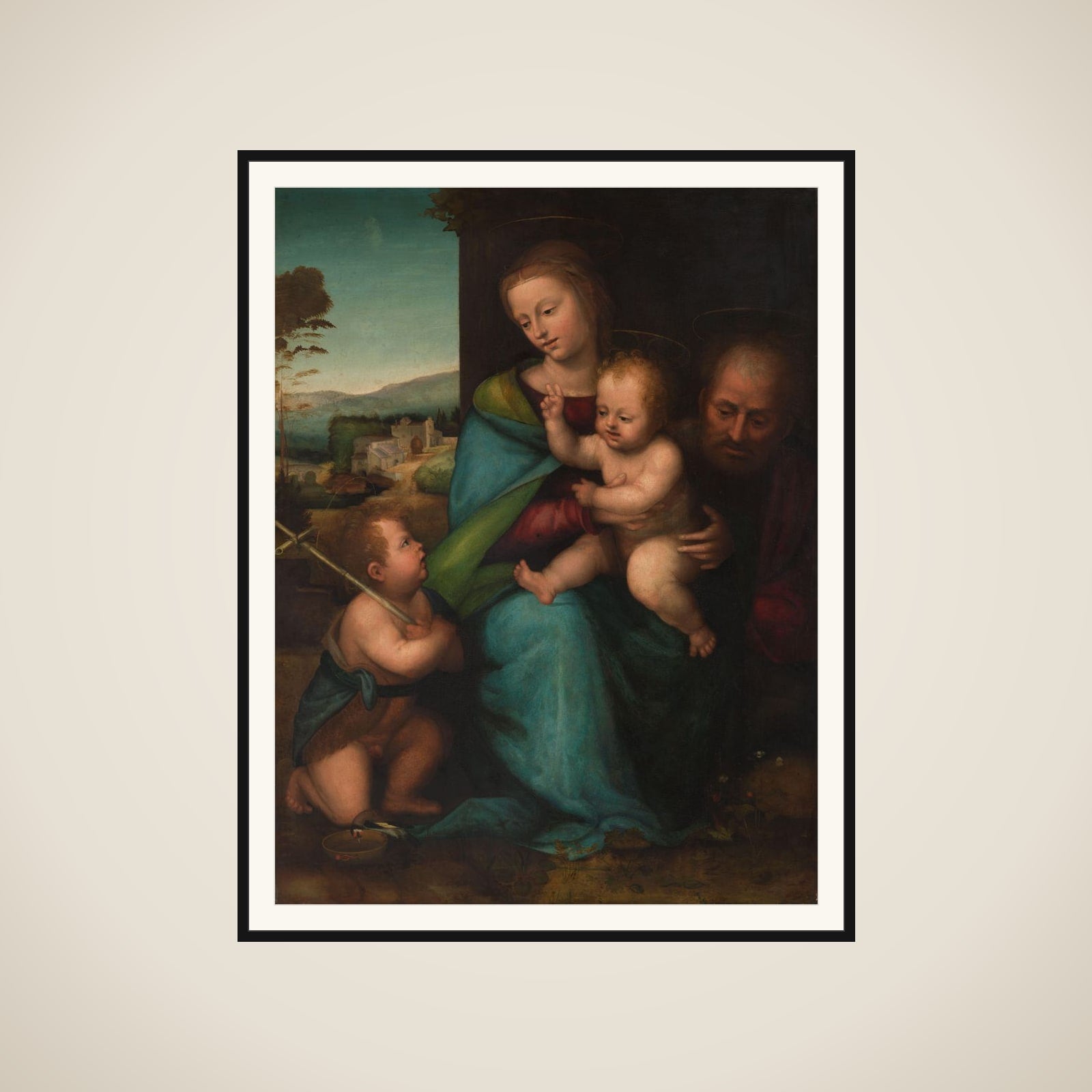 The Holy Family with the Infant John the Baptist framed