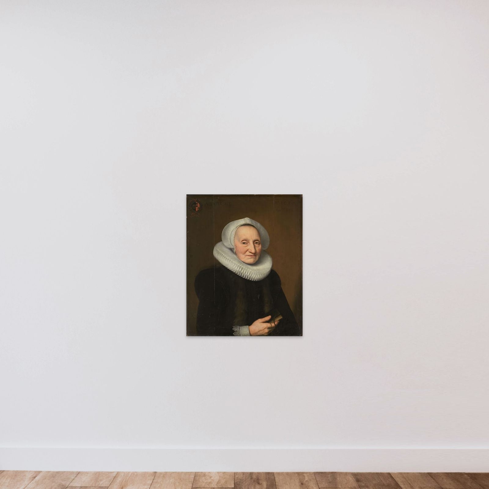 Portrait of Belia Claesdr (1566-in or after 1652) unframed — shown to scale
