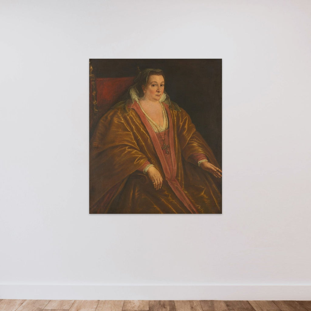 Portrait of a Woman, probably Morosina Morosini, Wife of Marino Grimani, the Doge of Venice unframed — shown to scale