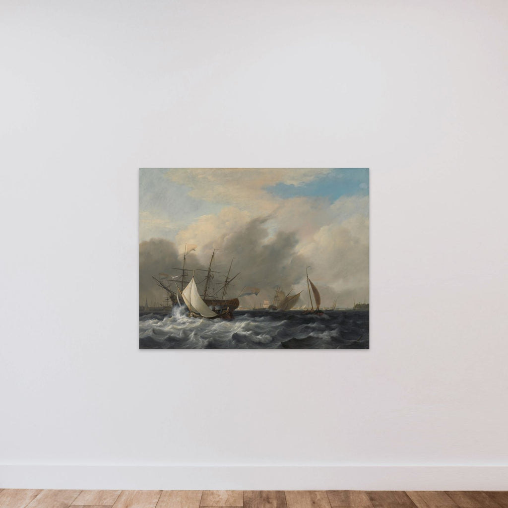 The Navy's Man-of-War 'Amsterdam'off the Westerlaag on Y at Amsterdam unframed — shown to scale