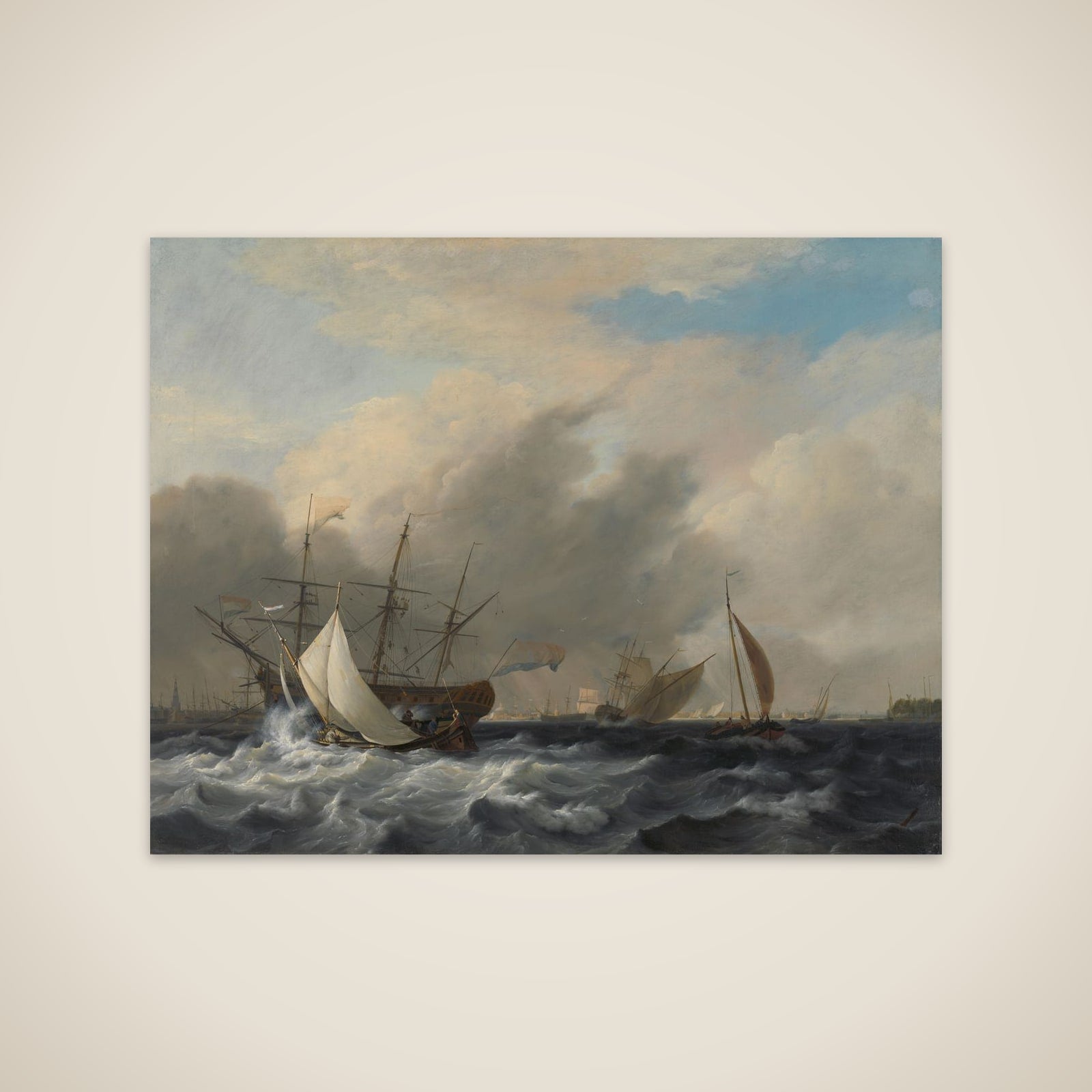 The Navy's Man-of-War 'Amsterdam'off the Westerlaag on Y at Amsterdam unframed print