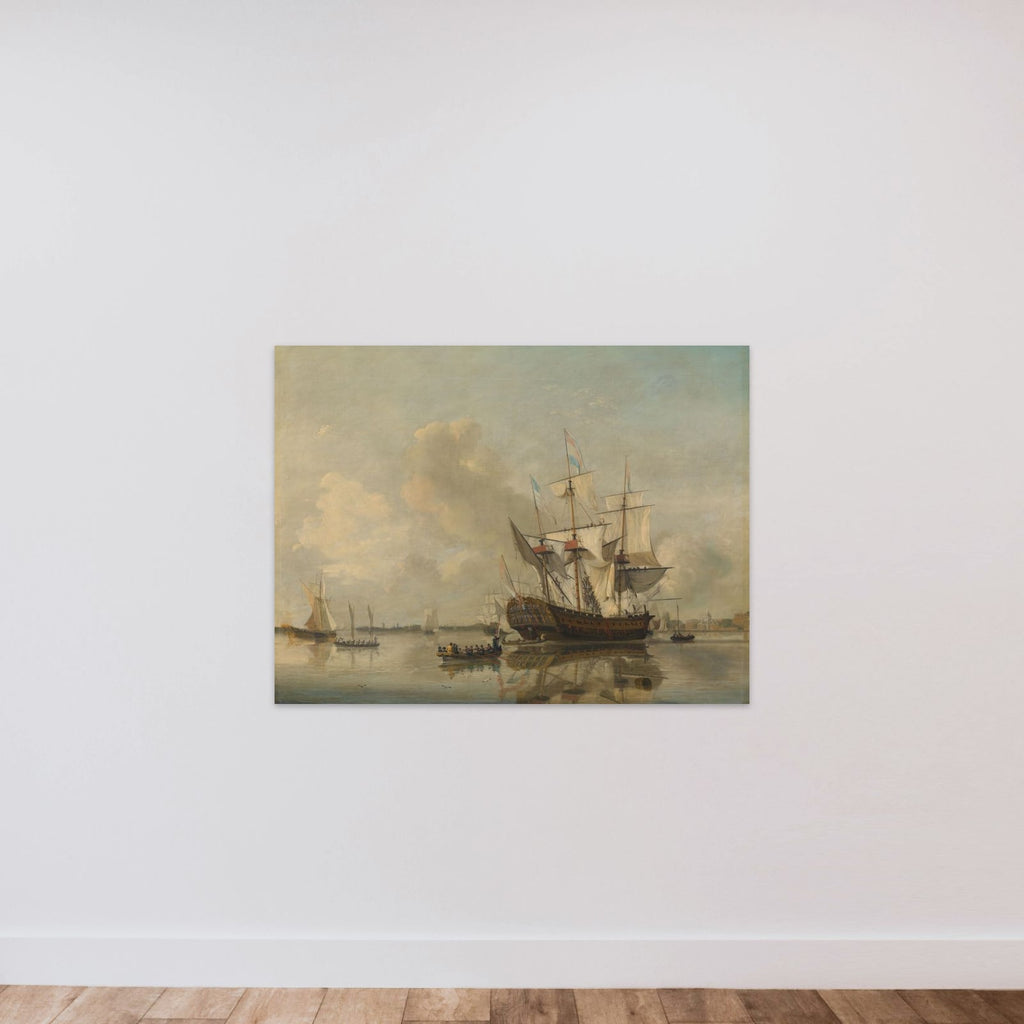 The Navy's Frigate 'Rotterdam' on the Maas off Rotterdam unframed — shown to scale