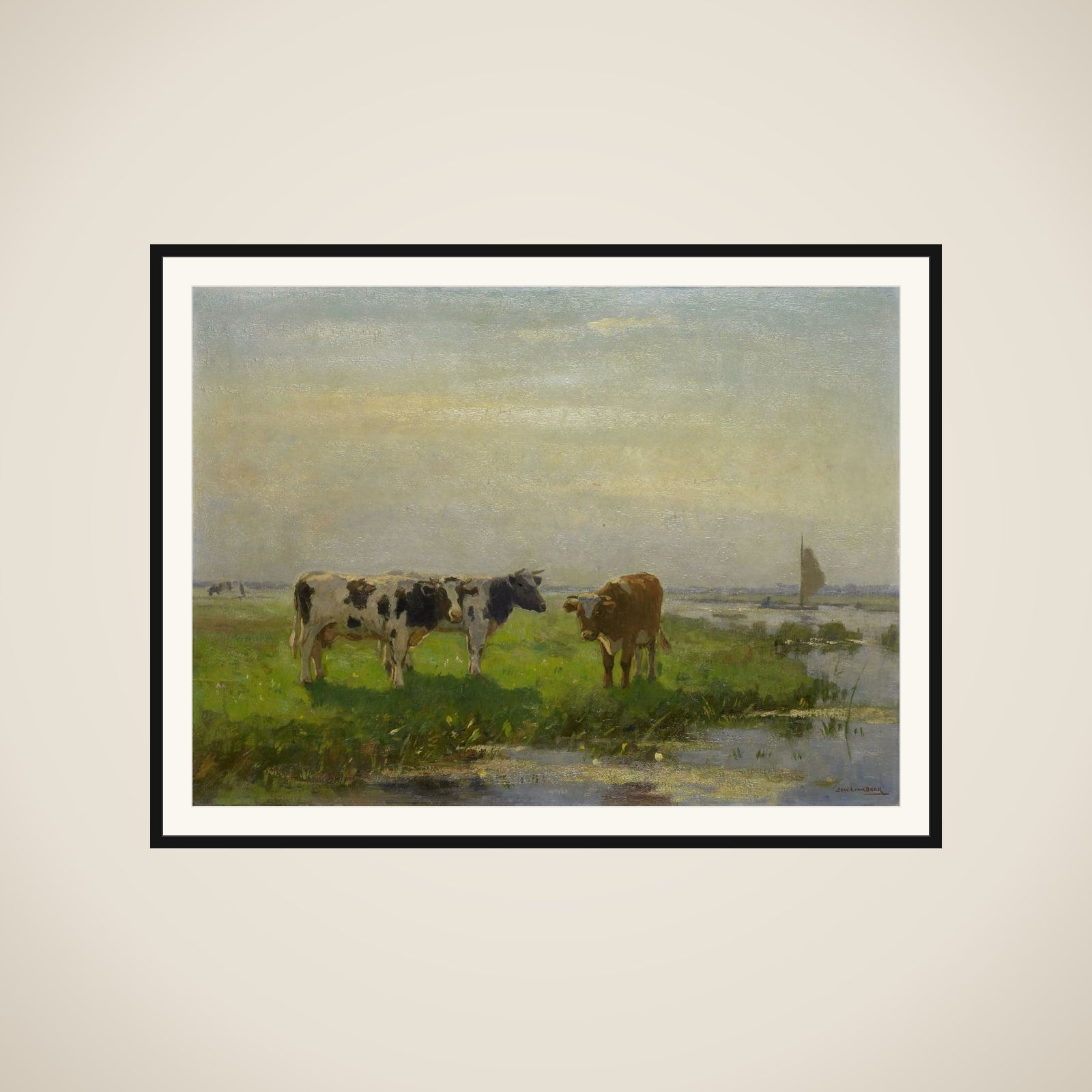 Cows in the Meadow framed