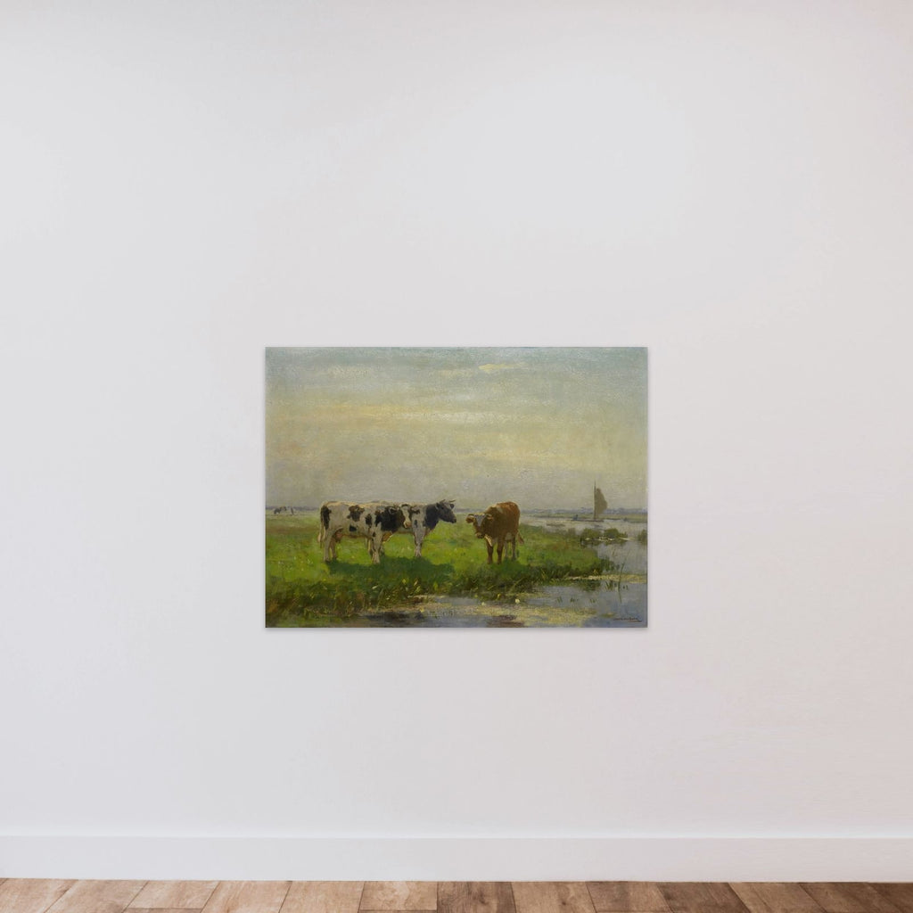 Cows in the Meadow unframed — shown to scale