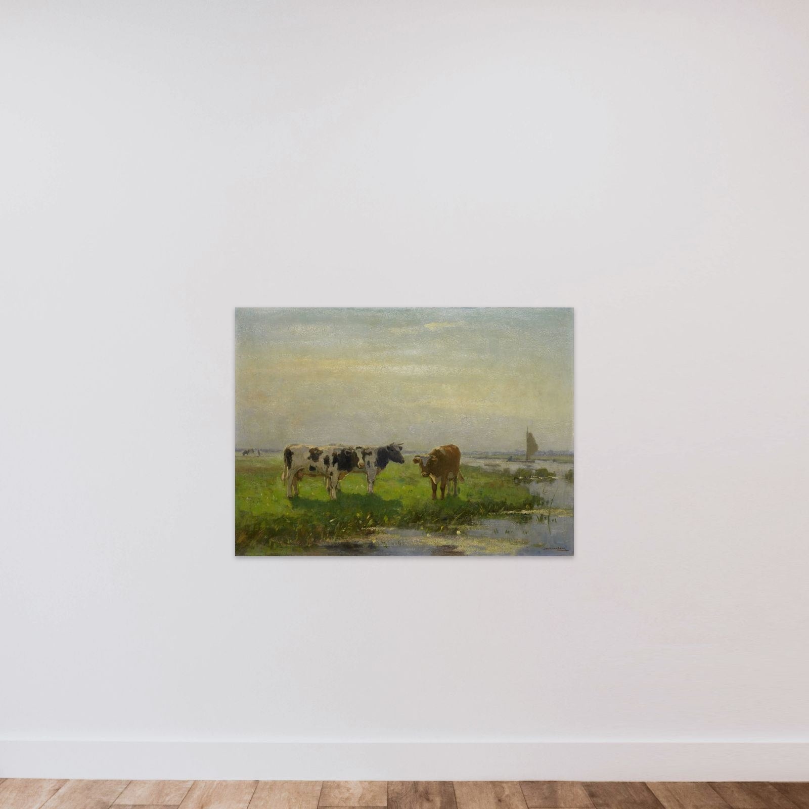 Cows in the Meadow unframed — shown to scale