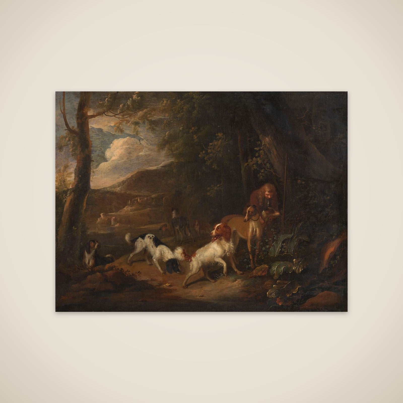 Hunter with Hounds at the Edge of a Wood unframed print