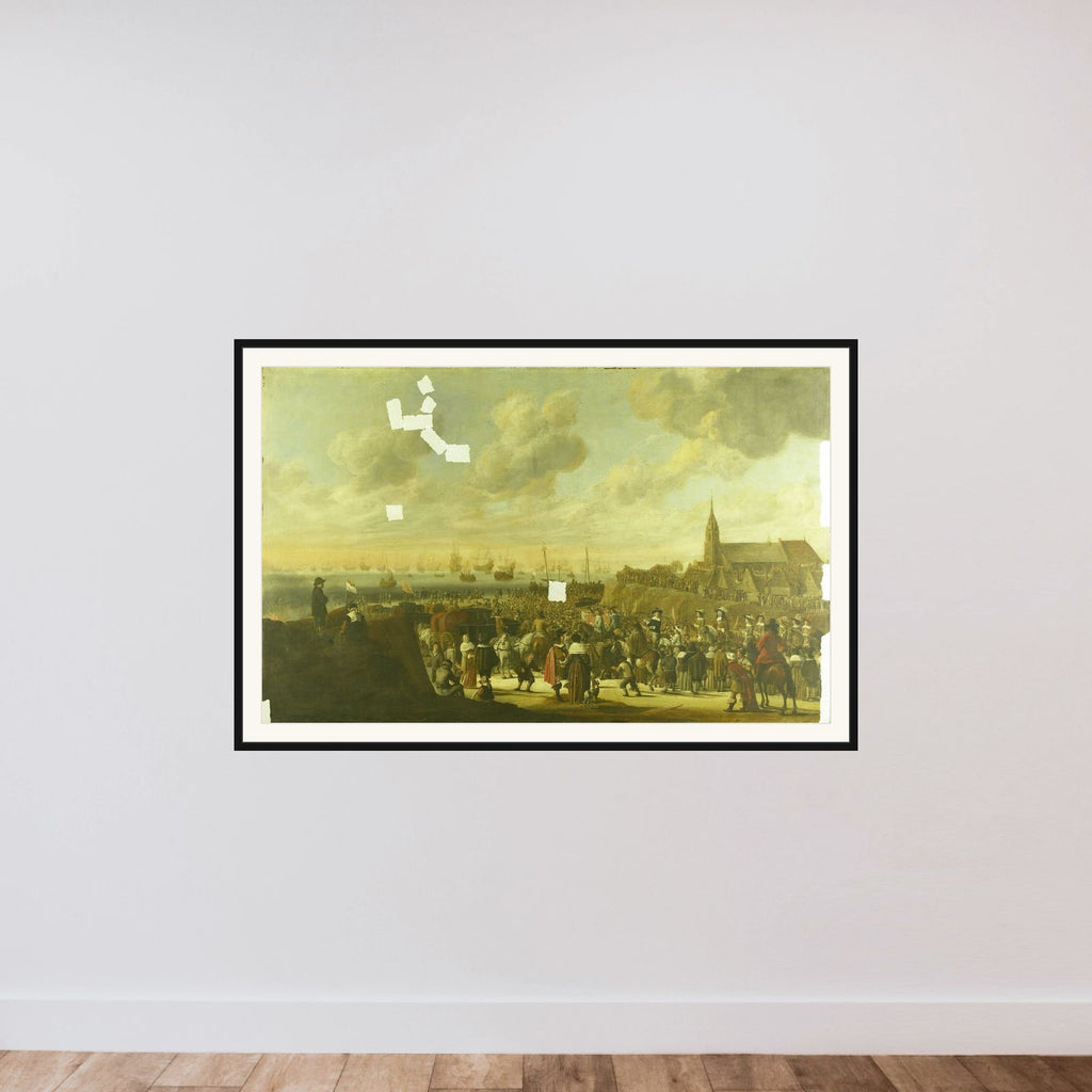 The Departure of Charles II of England from Scheveningen, 2 June 1660 framed — shown to scale