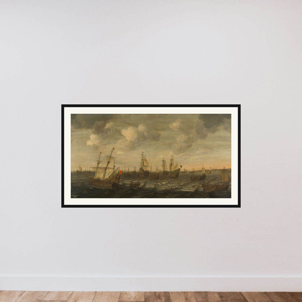 The Dutch Herring Fleet at the fishing grounds framed — shown to scale