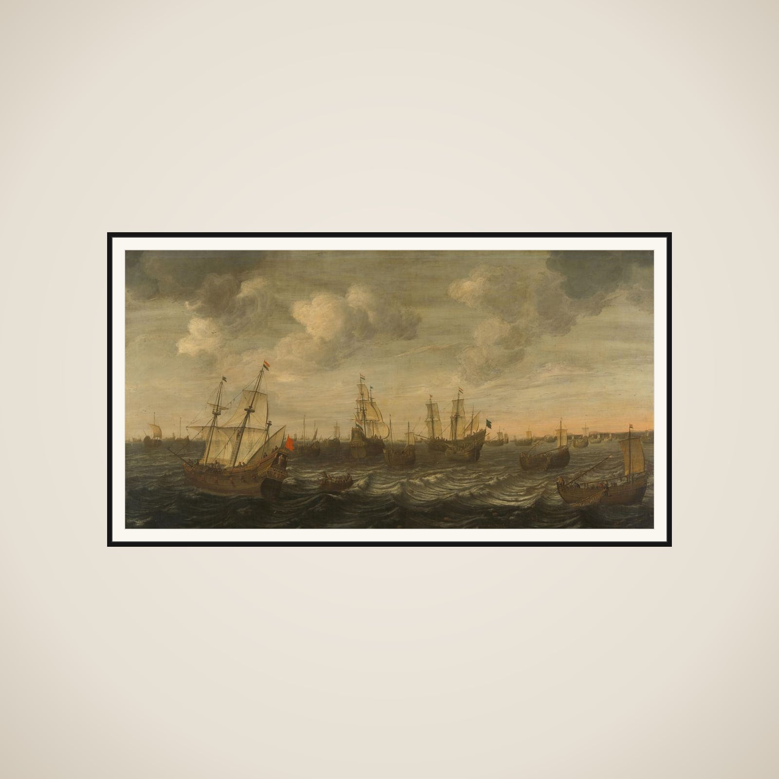 The Dutch Herring Fleet at the fishing grounds framed