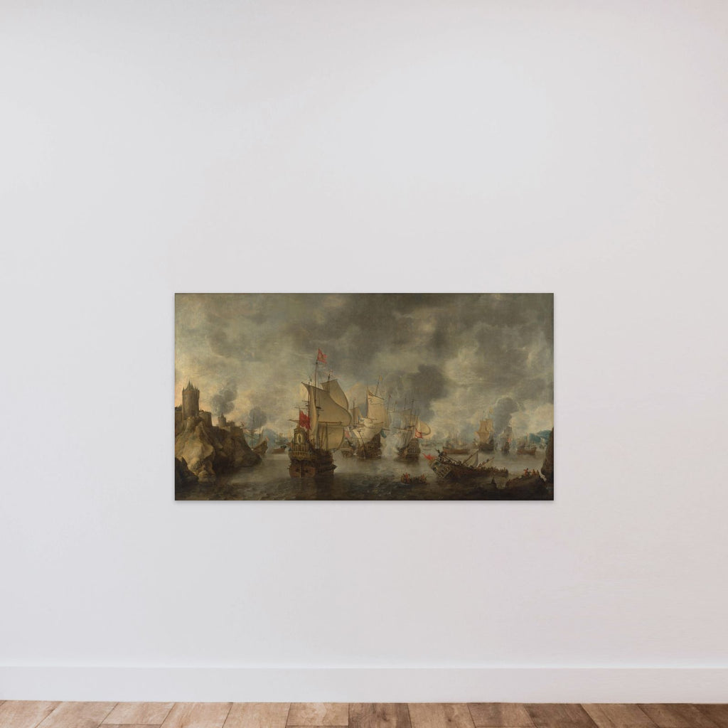 Battle of the Combined Venetian and Dutch Fleets against the Turks in the Bay of Foya, 1649 unframed — shown to scale