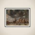 The Blauwpoort in Leiden in the Winter framed