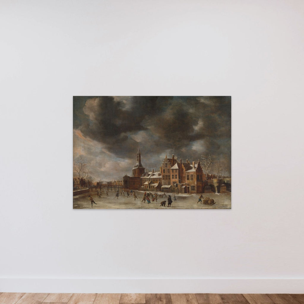 The Blauwpoort in Leiden in the Winter unframed — shown to scale