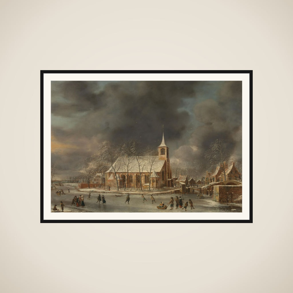 View of the Church of Sloten in the Winter framed