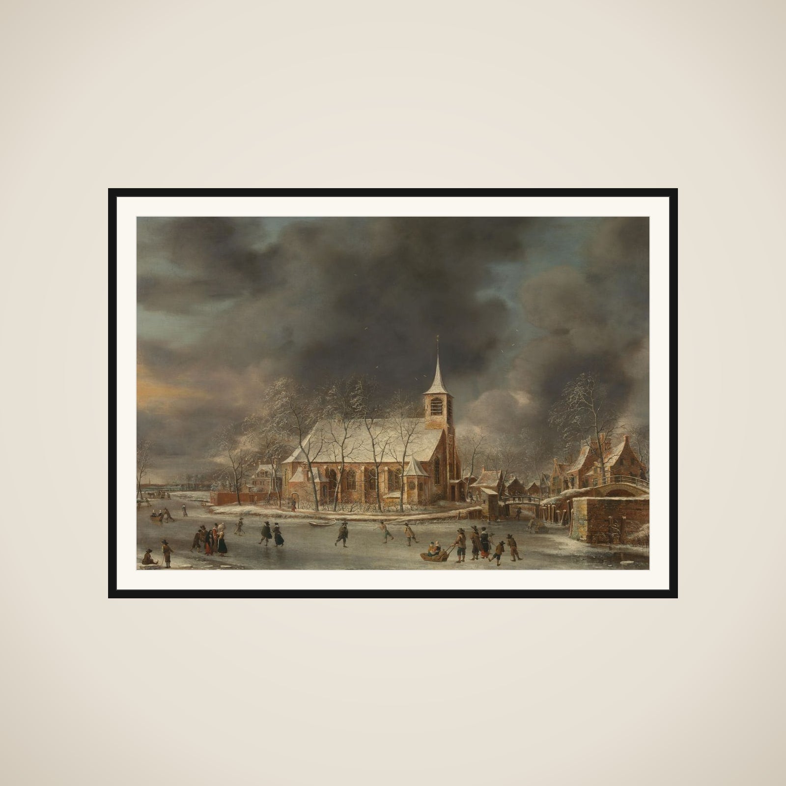 View of the Church of Sloten in the Winter framed