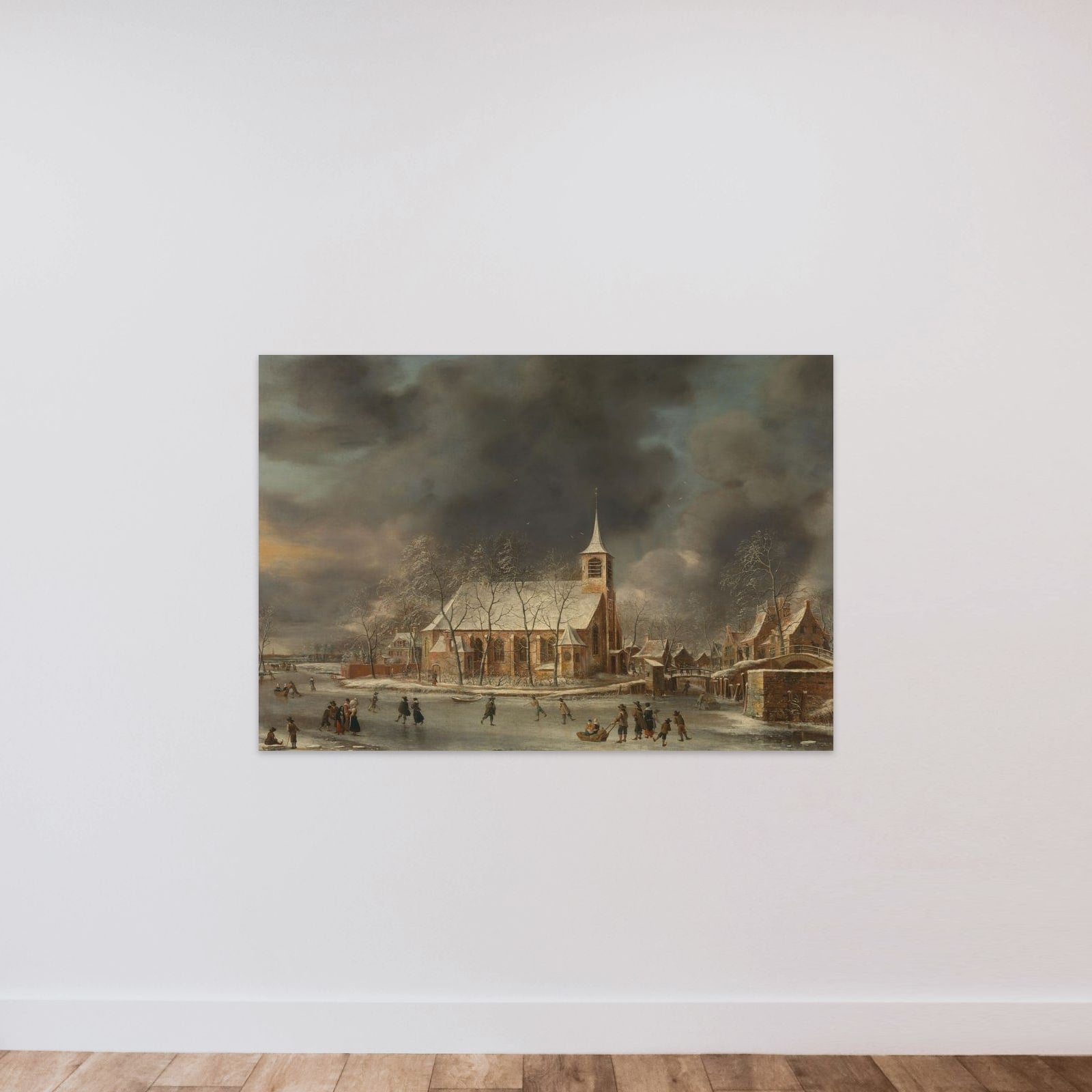 View of the Church of Sloten in the Winter unframed — shown to scale