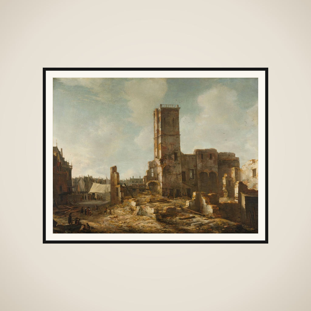 The Ruins of the Old Town Hall of Amsterdam after the Fire of 7 July 1652 framed