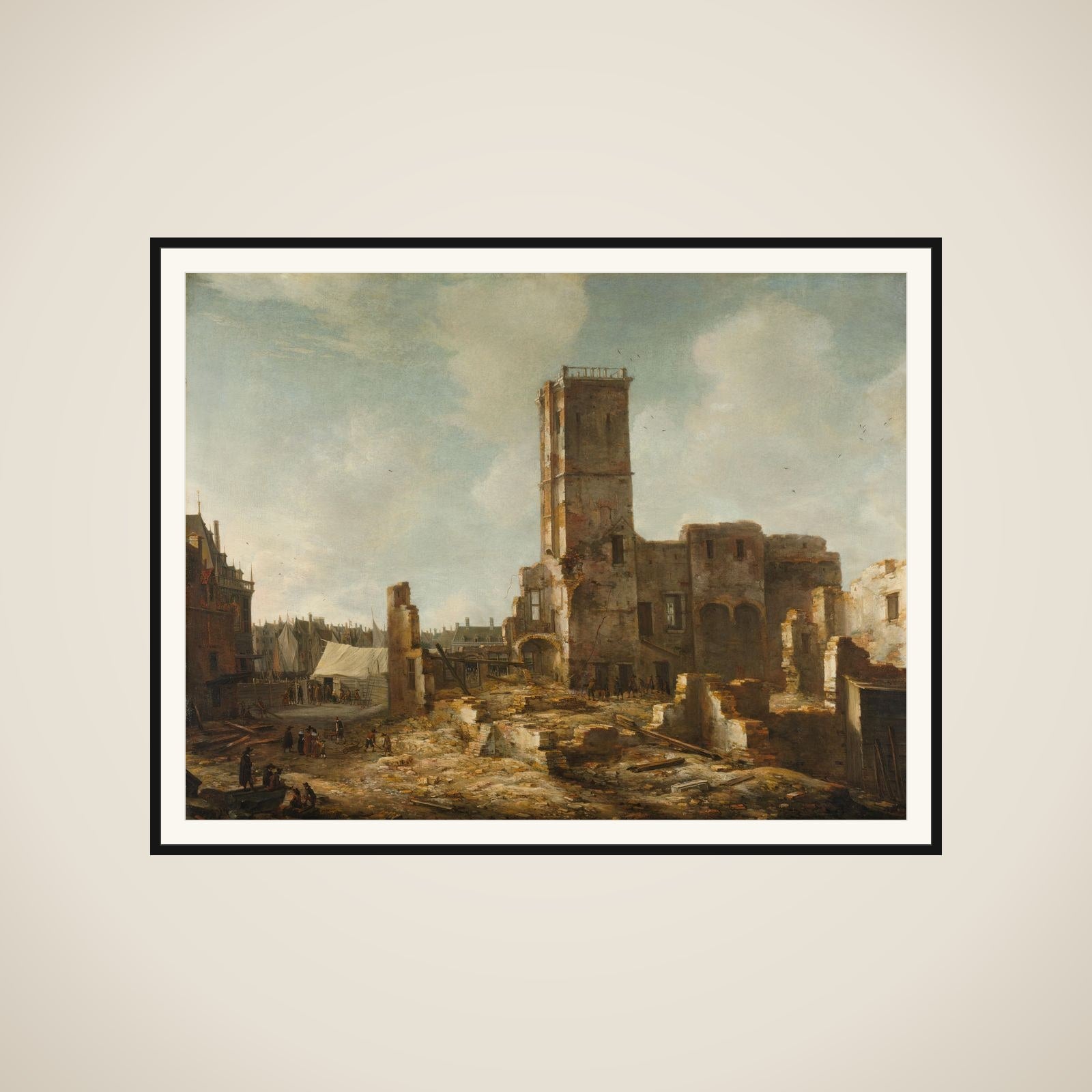 The Ruins of the Old Town Hall of Amsterdam after the Fire of 7 July 1652 framed