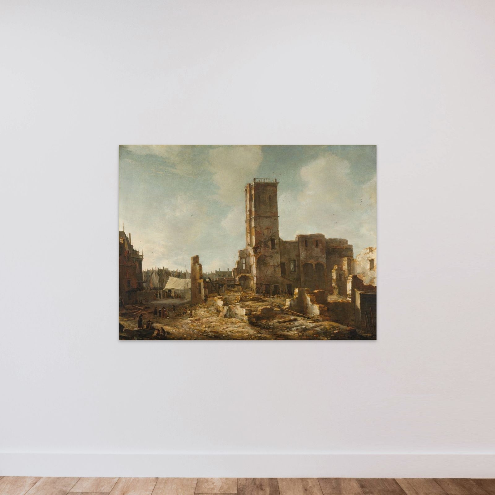 The Ruins of the Old Town Hall of Amsterdam after the Fire of 7 July 1652 unframed — shown to scale