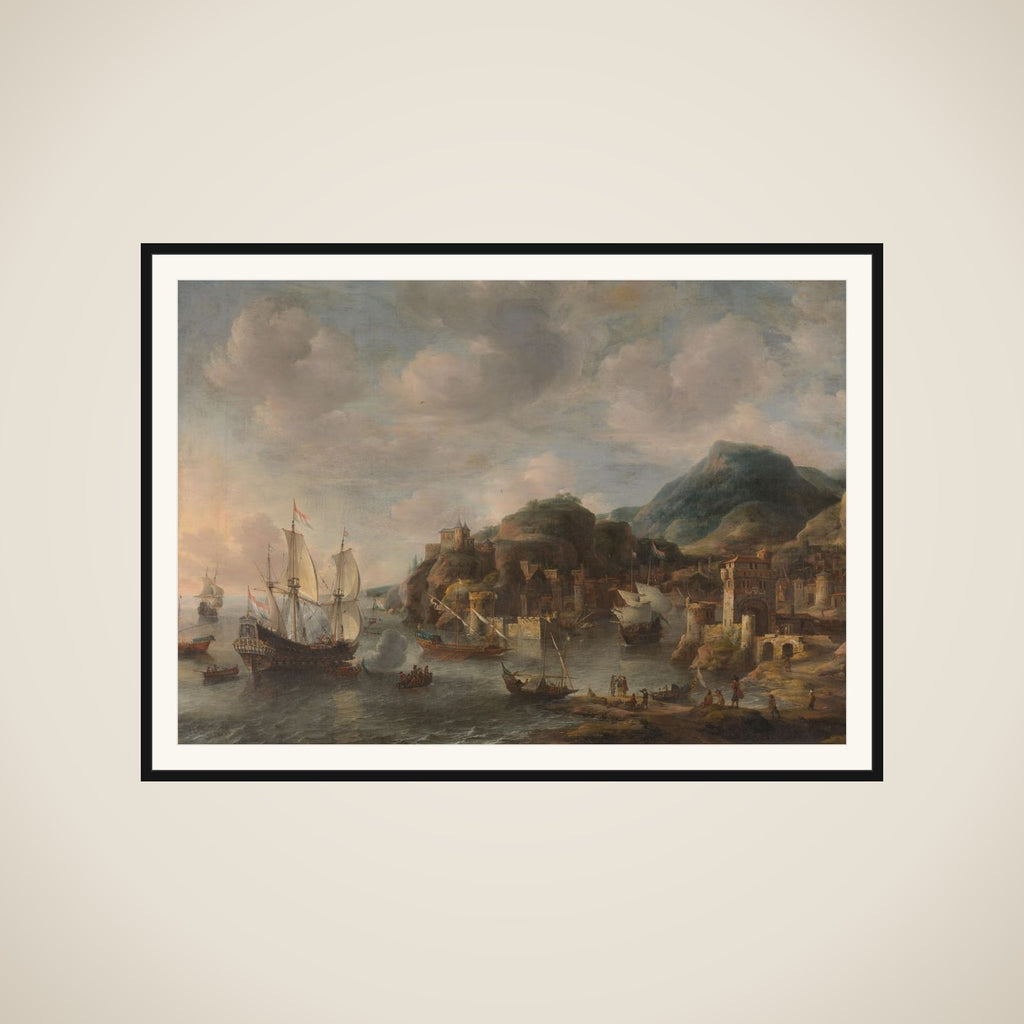 Dutch Ships in a Foreign Port framed