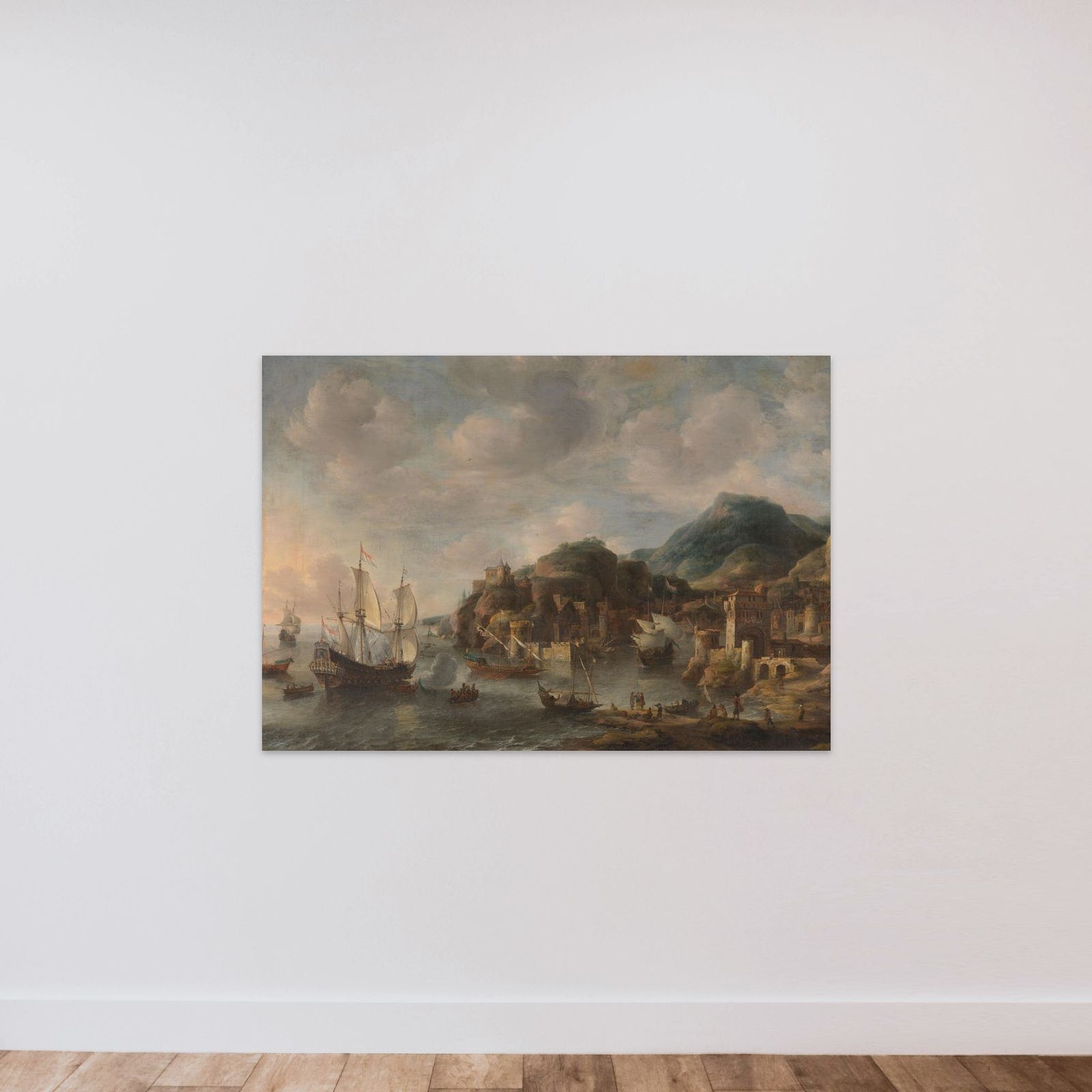 Dutch Ships in a Foreign Port unframed — shown to scale
