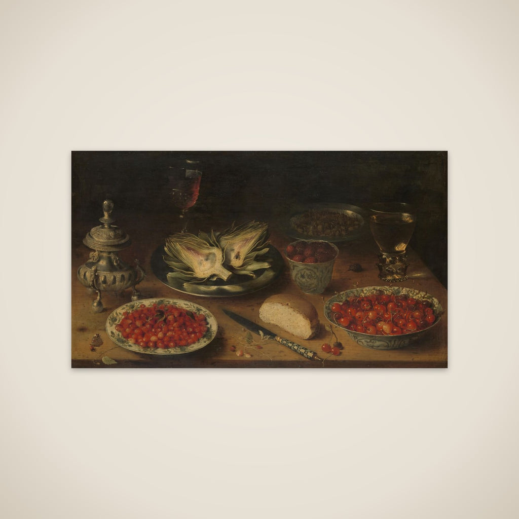 Still Life with Artichoke, Fruit in Kraak Porcelain Ware, a Salt Cellar/Pepper Castor unframed print