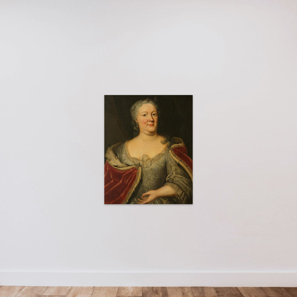 Portrait of Maria Louisa van Hessen-Kassel, called Maaike-Meu. Widow of the Stadtholder of Friesland John Willem Friso, Prince of Orange-Nassau unframed — shown to scale