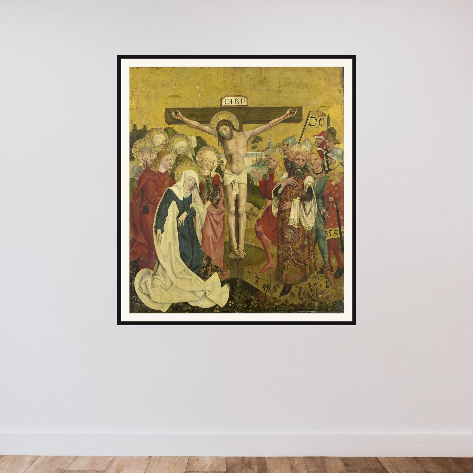 Crucifixion framed — shown to scale