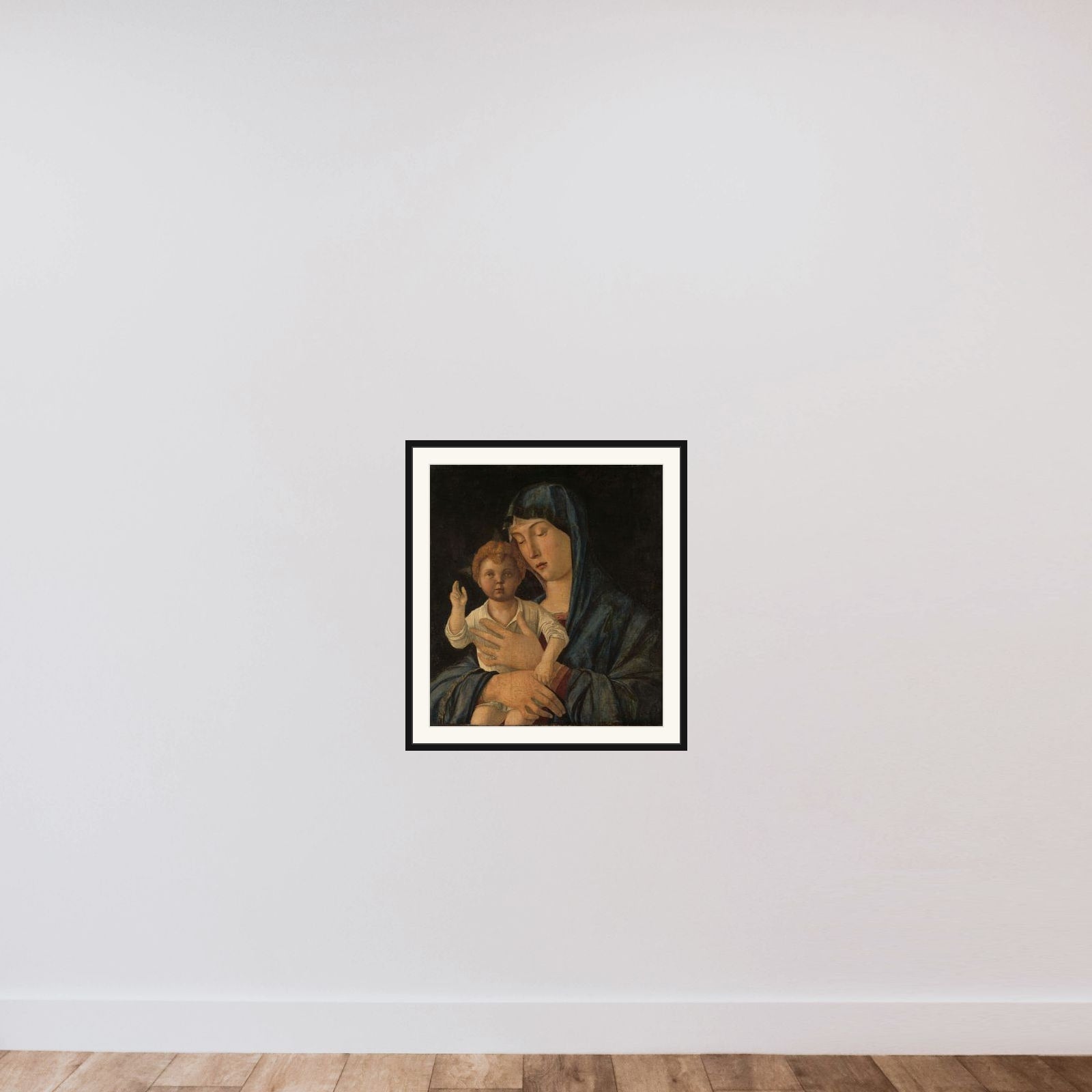 Madonna and Child framed — shown to scale