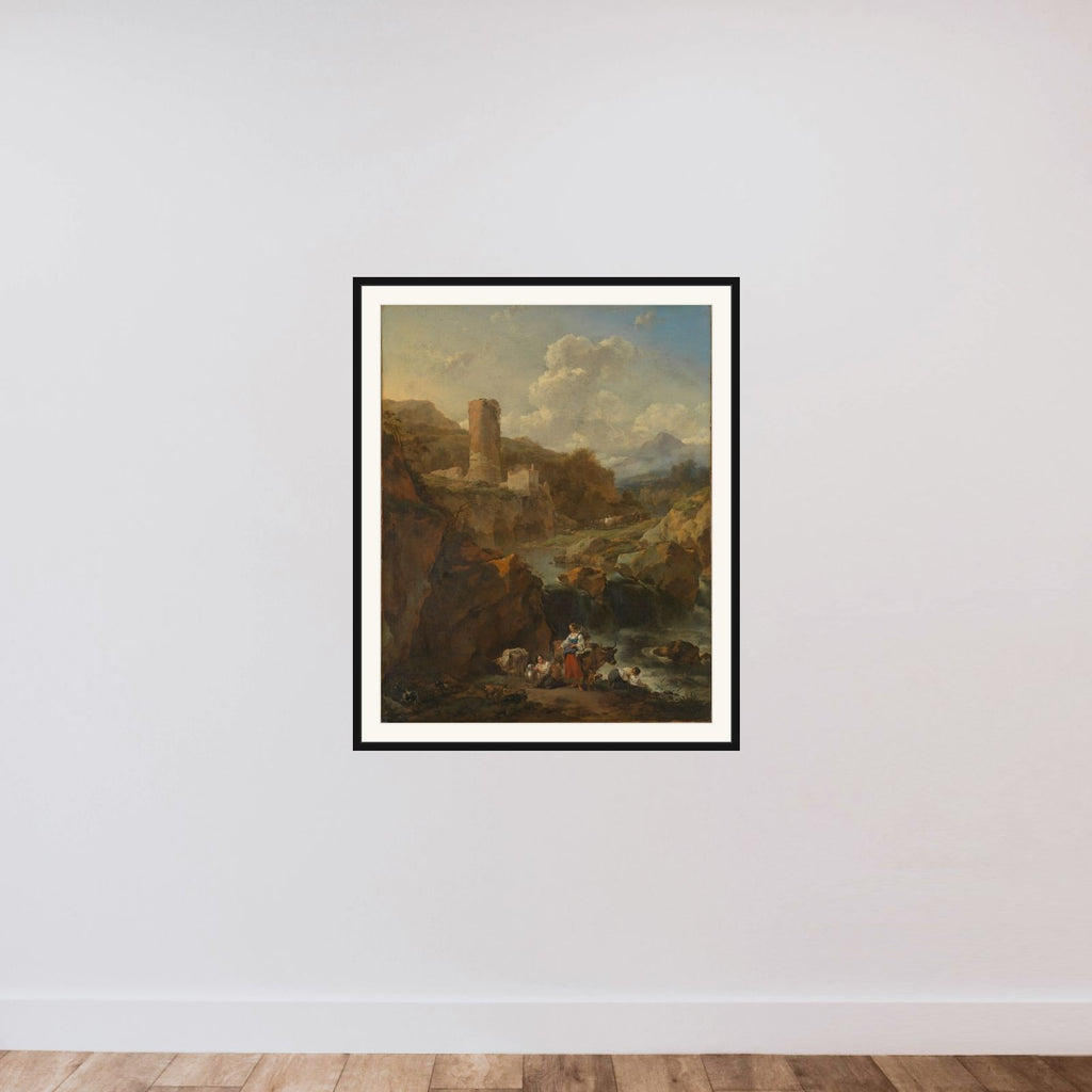 Italian Landscape framed — shown to scale