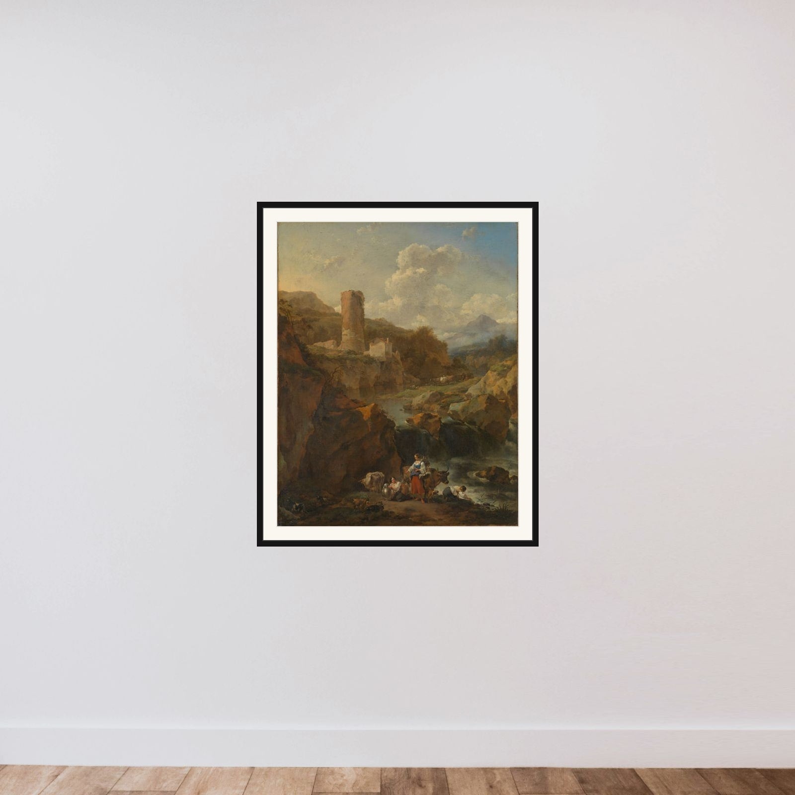Italian Landscape framed — shown to scale