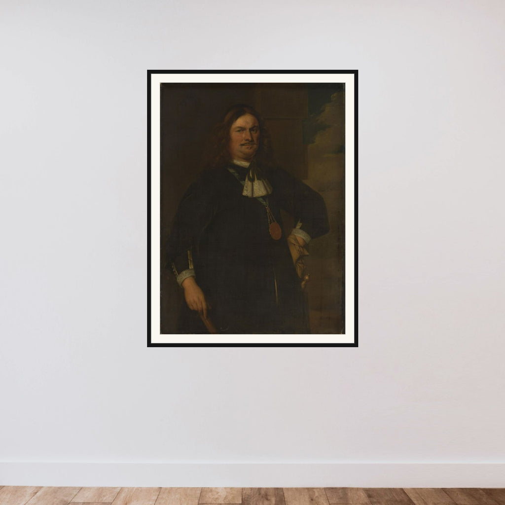 Portrait of Adriaen Banckert (c. 1620-1684), Vice Admiral of Zeeland framed — shown to scale
