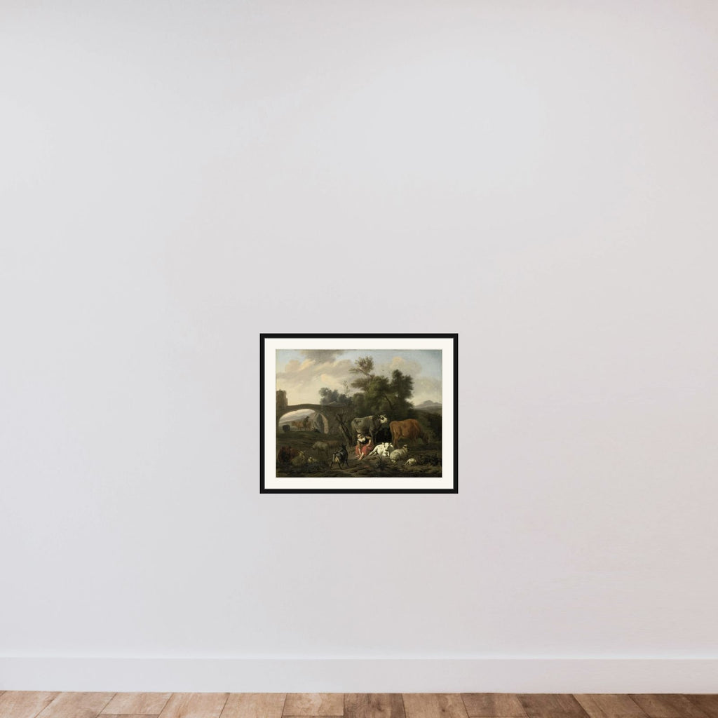 Landscape with Herdsmen and Cattle framed — shown to scale