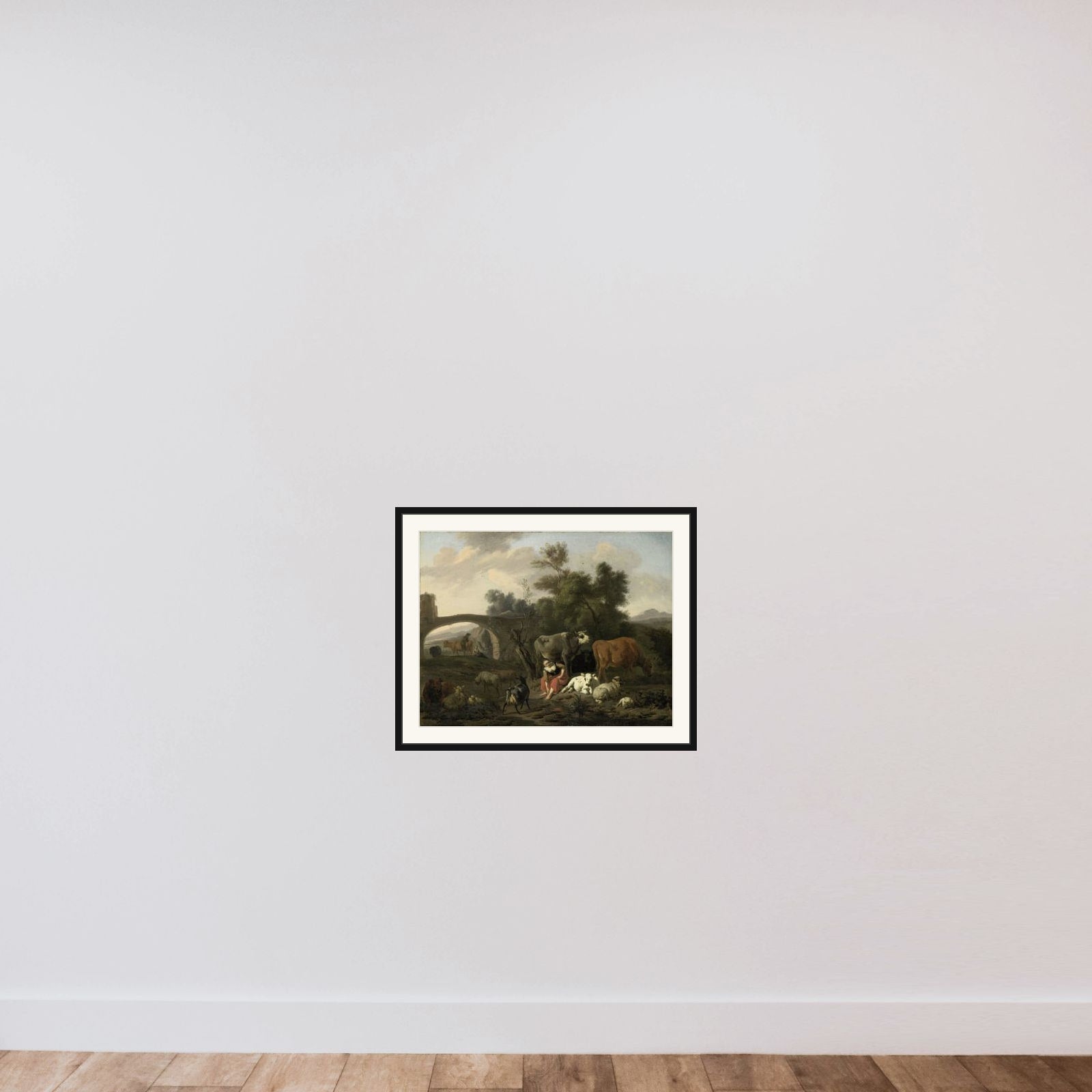 Landscape with Herdsmen and Cattle framed — shown to scale