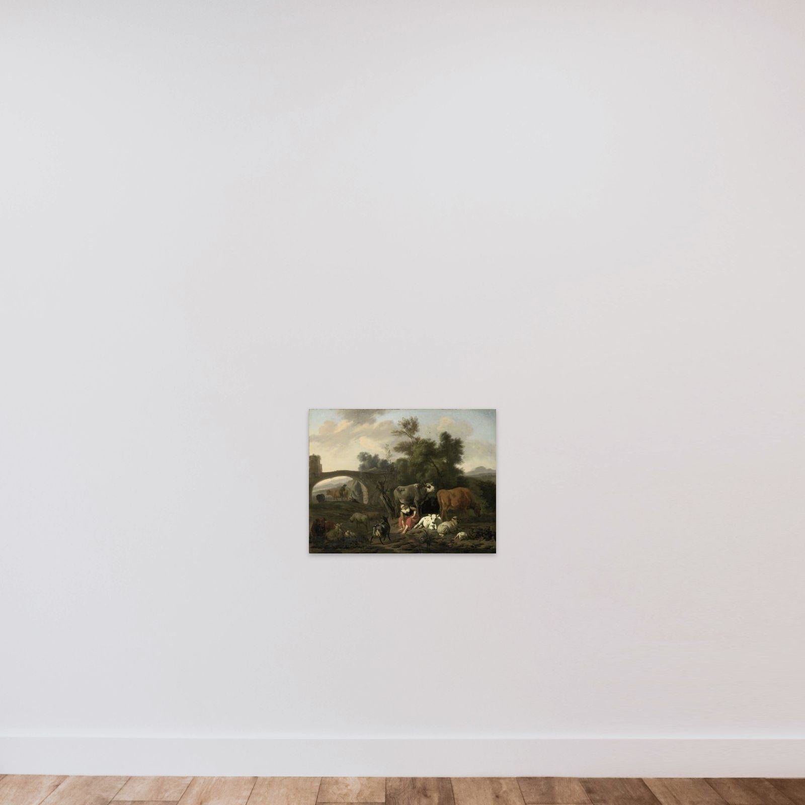 Landscape with Herdsmen and Cattle unframed — shown to scale