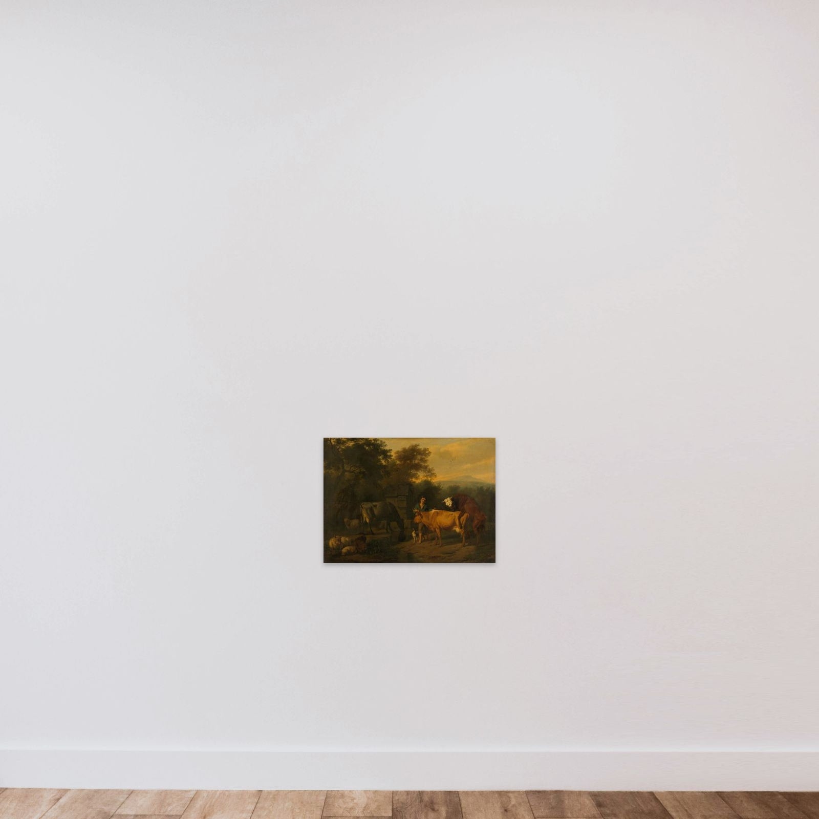 Landscape with Herdsman and Cattle unframed — shown to scale