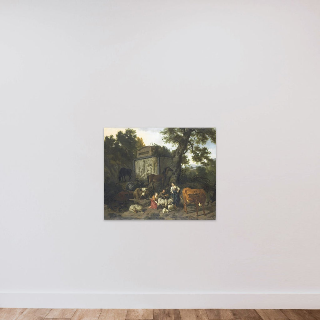 Landscape with Herdsmen and Cattle near a Tomb unframed — shown to scale