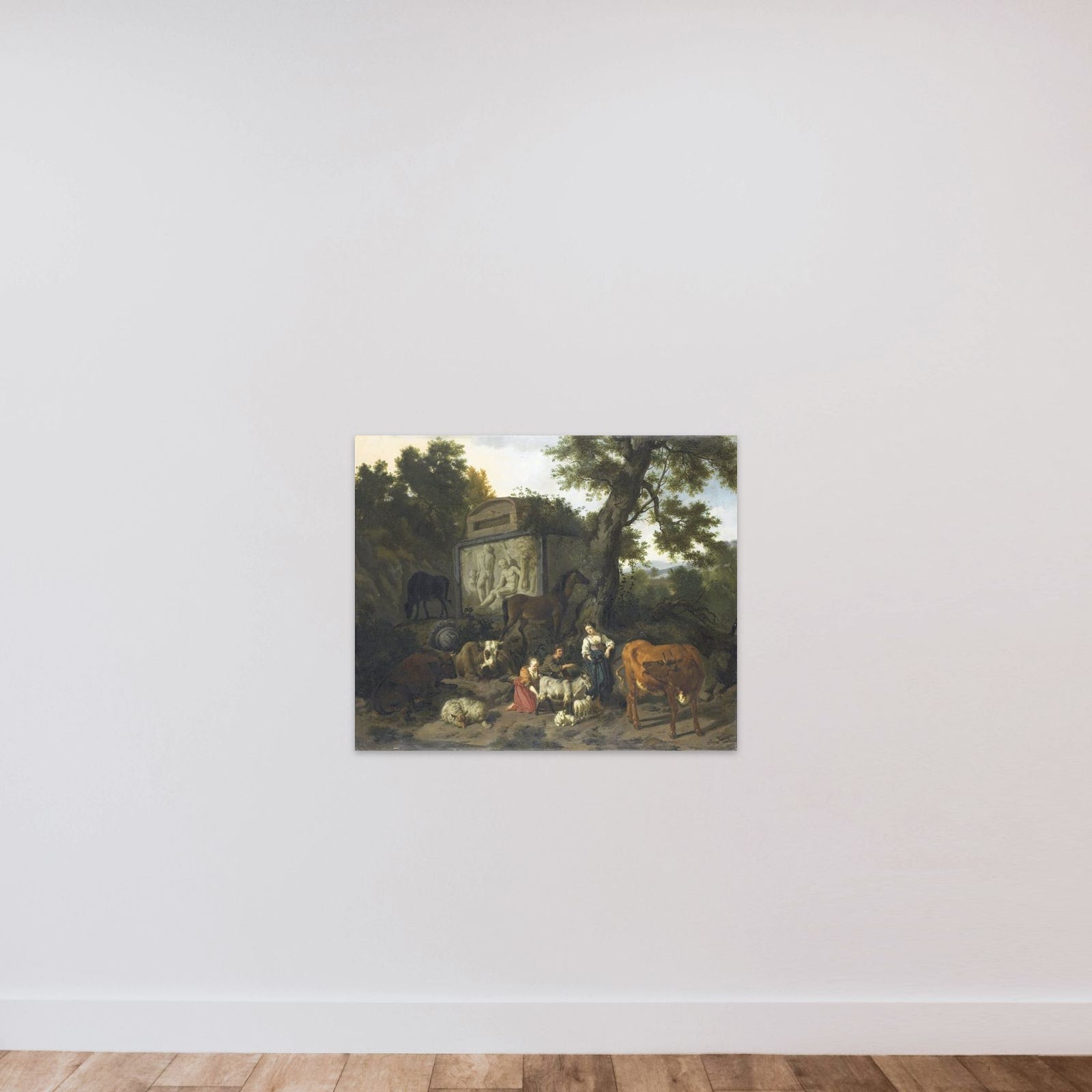 Landscape with Herdsmen and Cattle near a Tomb unframed — shown to scale