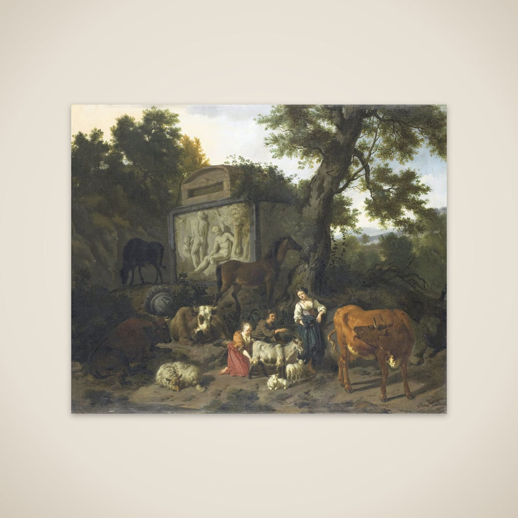 Landscape with Herdsmen and Cattle near a Tomb unframed print