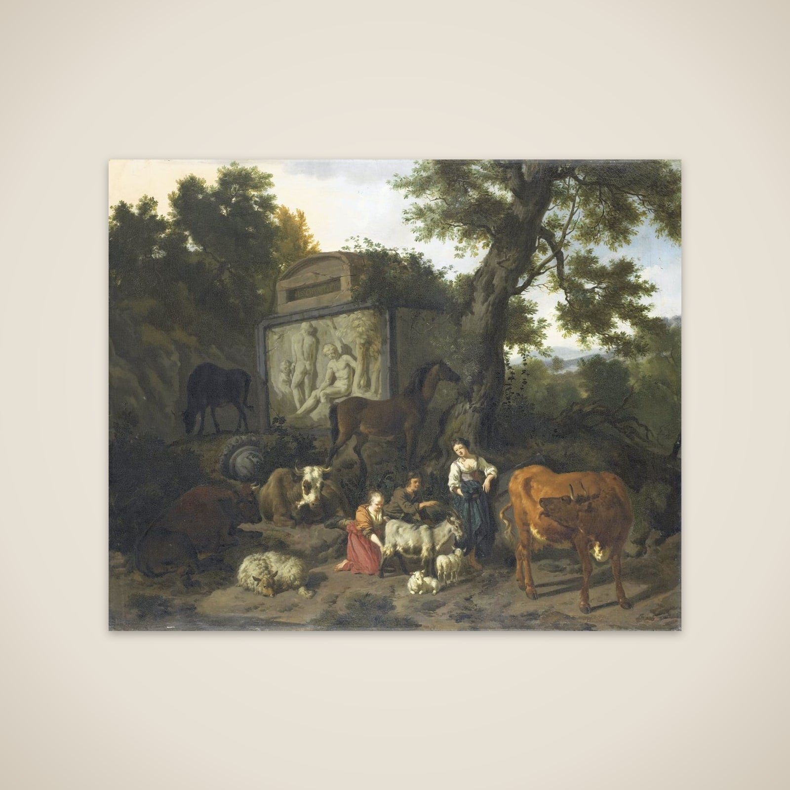 Landscape with Herdsmen and Cattle near a Tomb unframed print