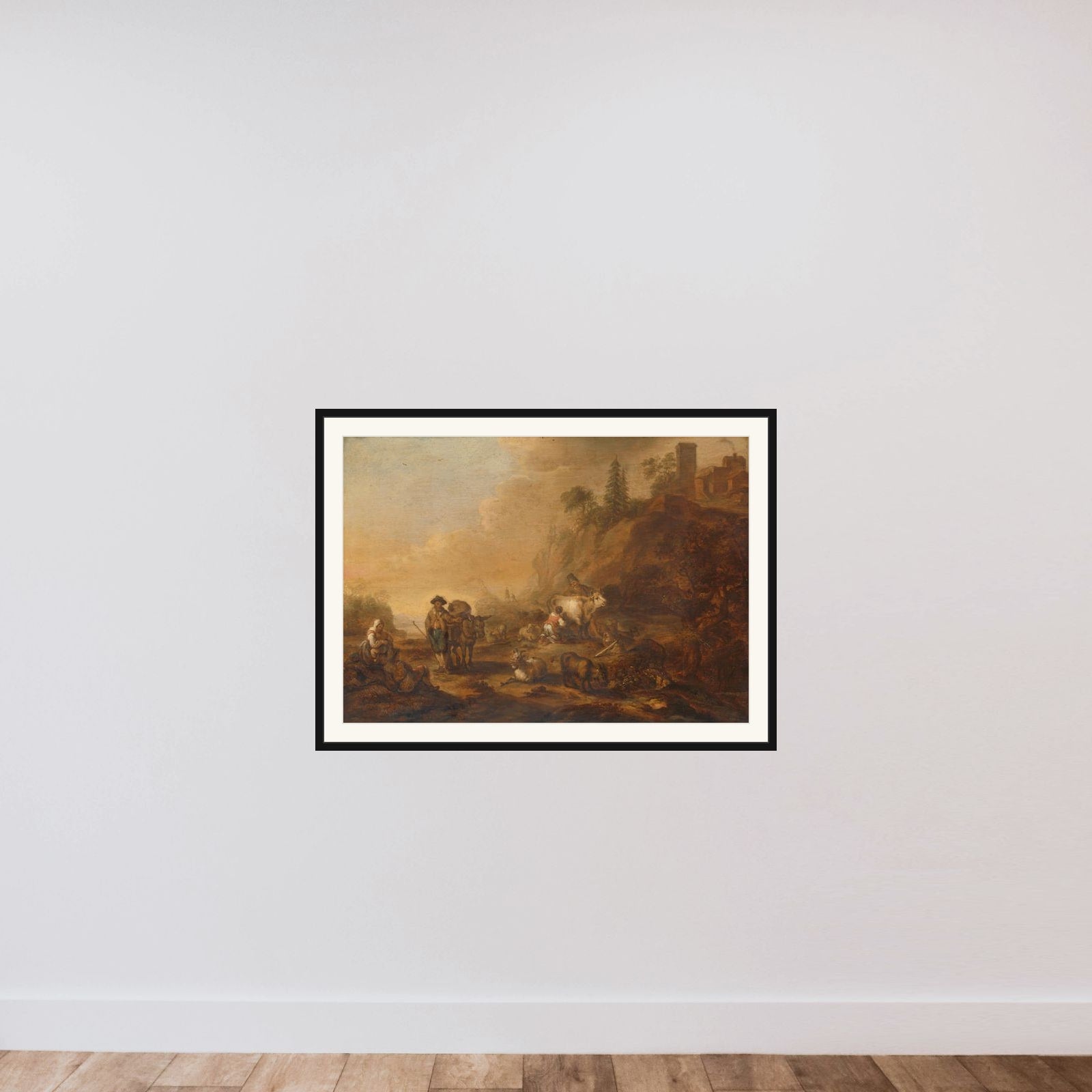 Landscape with Herdsmen and their Droves framed — shown to scale