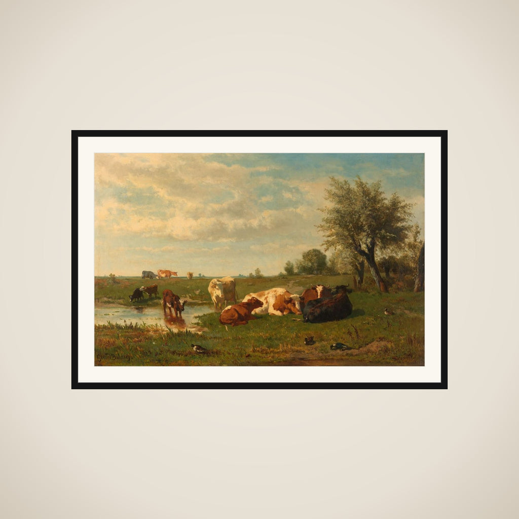 Cows in the Meadow framed
